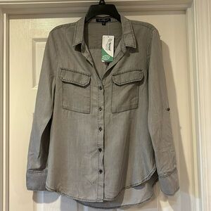 NWT gray woman button down
